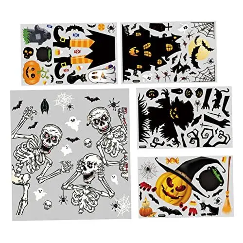 Produktbild: Amosfun Halloween-party-dekorationen Gastgeschenke 5 Sets mit Halloween-aufklebern für Jungen und Mädchen Gruselige Halloween-aufkleber Zum Basteln Halloween-wandaufkleber Selbstklebendes Pvc-material