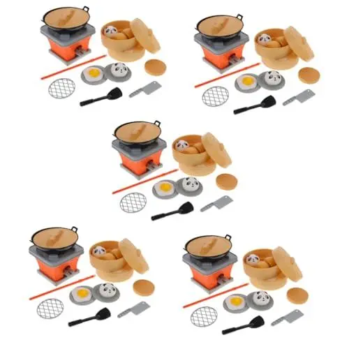 Produktbild: 5 Sätze Mini-Küchenset Kinderkochgeschirr Kinderküchenset kinderküchenzubehör Kinder kochset Küchenspielsets Kochgeschirr vorgeben Spielzeug Interessantes Küchenspielset Plastik Toyvian