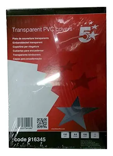 Produktbild: 5 Star(TM) Abdeckfolie, A4, transp. 150mic. Inh.100