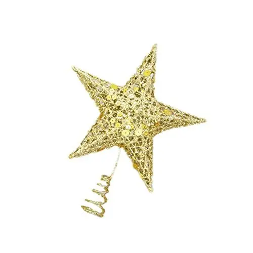 Produktbild: GOOHOCHY 20 cm Stern-baumspitze 5-zackige Glitzer-baumspitze Glänzendes Ornament Für Tisch-Weihnachtsbaum Einfach Stecken Feste Spitze Für Heimdeko