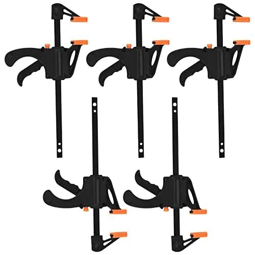 Produktbild: 5 Stk Einhandzwingen Set, Schnellspannzwinge, 4 Zoll Schraubzwingen F Klemmen, Schnellspannzwingen, Woodworking Ratschenzwinge für Holzarbeiten, handgefertigtes Handwerk, Heimwerken, Klemmen