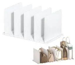 Produktbild: 5 Stk Weiß Einstellbar Handtaschen Aufbewahrung Ablage Einstellbar Handtaschen Aufbewahrung Skalierbar Handtaschen Regaltrenner Skalierbar Handtaschen Regaltrenner Acryl Regaltrenner für Bücherregale
