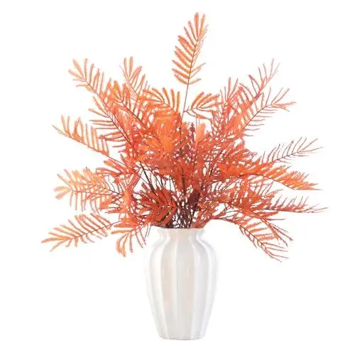 Produktbild: 5 Stück 35 Zoll Herbststiele, Künstliche Mimosenblume, Farnzweige für Vase, Langer Herbstblattstiel, Künstliche Farne, Pflanzen, Herbstblätter, Strauchbüsche für Küchentisch, (B)