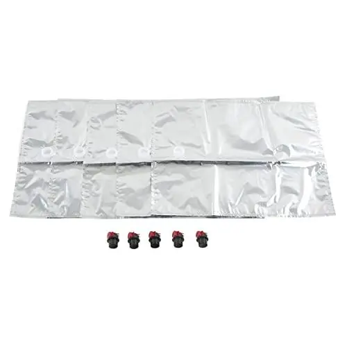 Produktbild: 5 Stück BIB Bag in Box Beutel für Homebrew Aufbewahrung von Wein, Saft, Wasser, Aluminisiert, 20 L mit Absperrklappe