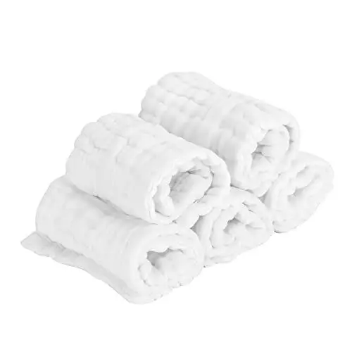 Produktbild: 5-teiliges Set Windeln, Baumwollgaze-Babywindeln, Wiederverwendbare Waschbare Windel, Säuglingspflegeprodukt, 13,78 * 5,91 Zoll. Zur Verwendung mit Windelhosen (Weiß)