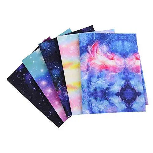 Produktbild: 5 Stück Baumwollstoff Galaxy Sternenhimmel Fat Quarters Patchwork Stoffe, Baumwollstoff Webware Für DIY Baumwolltuch Stoffe Zum Nähen Heimwerker, 25 × 25 cm / 50 × 50 cm