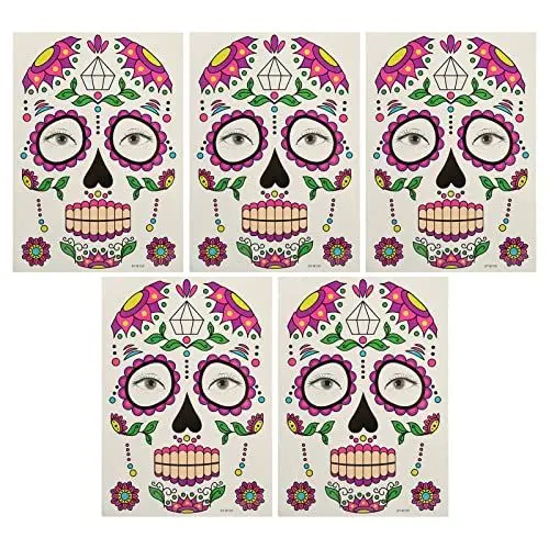 Produktbild: 5 Stück Gesichts-Tattoos-Aufkleber, Halloween-Gesichts-Tattoos-Aufkleber für Erwachsene, Schnell Gefärbt, Langlebig, Tragbar, Lebendig, Temporäre Tattoo-Aufkleber für Halloween, Cosplay