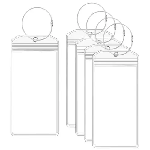 Produktbild: 5 Stück Kreuzfahrt Gepäckanhänger, 8.8 * 18.2cm Transparente Kofferanhänger Kofferschilder Anhänger Gepack Schild mit 5 Verschraubbaren Metallband Wasserfest für Koffer Gepack Tasche