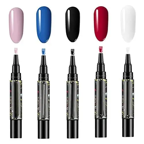 Produktbild: 5 Stück Nagellackstift Set, 3 in 1 Lackstift Nagelgel Gel Nagelfarben, One-Step Gel Nagellackstift Nagelgel Lackstift Nail Art Kits (002, 034, 086, 079, 085)