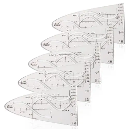 Produktbild: 5 Stück Parabelschablone Mathe, Einheitsparabel Parabel Zeichenschablone Kurvenschablone, Normalparabel Kurvenlineal für Sinus Kosinus Tangens ein Wichtiges Hilfsmittel für Studium und Beruf