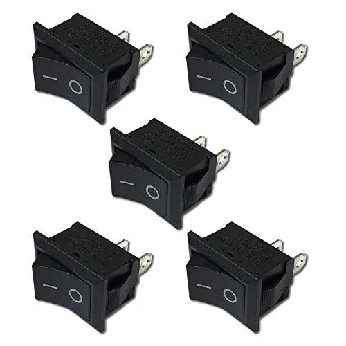 Produktbild: 5 Stück Premium Ein Aus Einbau Wippschalter Schalter On Off DIY AC 250V 220V 125V 10A 12V 2Pin Schwarz Rechteck