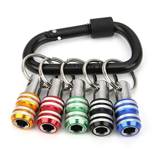 Produktbild: 5 Stück Schlüsselanhänger-Schraubendreher-Bithalter, Aluminiumlegierung, 3 Schlitze, 0,25 Zoll, Schnellspanner, Bohrer-Schraubenadapter, Sechskantschaft, Schraubendreher Bit Holder
