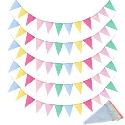 Produktbild: 5 Stück Senbaler Wimpelkette Outdoor Deko Wetterfest Jute,Mehrfarbig Dreieck Flaggen Einschulung,Kinderzimmer,Geburtstag Girlande,Zimmer Dekoration,Gartenparty,Hochzeits,Festival Deko