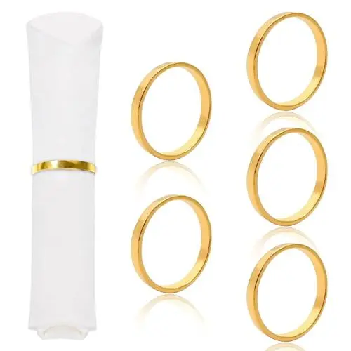 Produktbild: 5 Stück Serviettenringe Gold, Serviettenringe aus Metall Elegante Servietten Schnallen, Metall Serviettenring Serviettenschnallen für Hochzeit Weihnachten Thanksgiving Abendessen