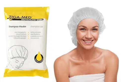Produktbild: 5 Stück Shampoo Hauben - Haare waschen ohne Wasser - TIGA Shampooning Hauben