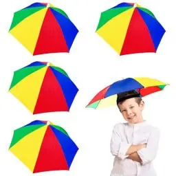 Produktbild: 5 Stücke Regenschirm Hut, 50cm Kopf Regenschirm, Faltbar Regenschirm Kopf, Kopfschirm, Regenschirm Hut Erwachsene Geeignet zum Radfahren Angeln Gartenarbeit Camping Wandern Outdoor Aktivitäten