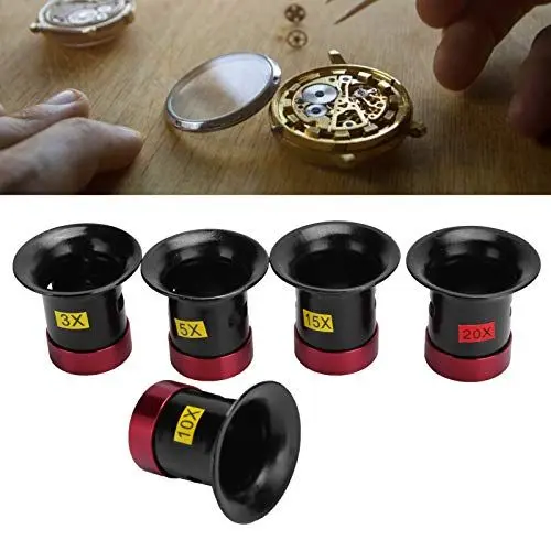 Produktbild: 5 Stücke Uhrmacherlupe, Juwelierlupe, Lupen für Uhr Reparatur, Aluminiumlegierung Lupe Lupe Uhr Reparatur Glas Linsenlupe Lupe Accessoire