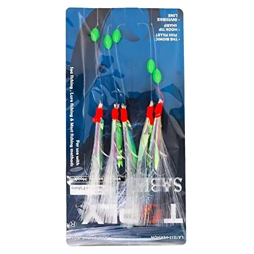 Produktbild: 5 Teile/Paket 10 Pack Angel-Rigs zum Angeln, Angelköder Rigs Köder, Angelköder Rigs Köder, Jigs Köder Feder Köder Hering Köder Silber Haut Schnur Haken Für Das Süßwasser-Salzwasser-Angeln