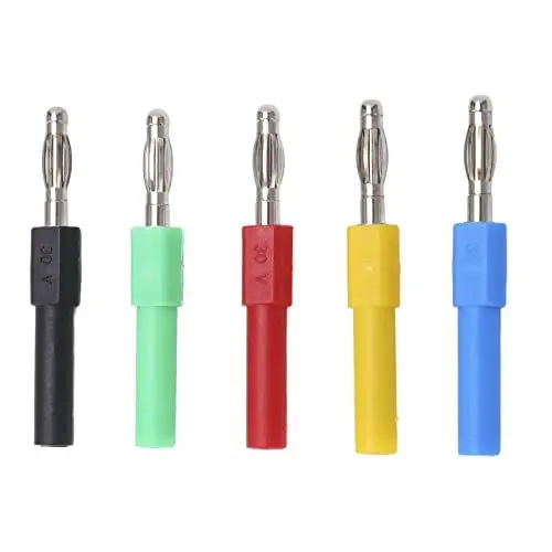 Produktbild: 5 Teile/satz Bananenstecker, Leitungen und Sonden Messleitungen für Multimeter Rot Schwarz Gelb Blau Grün Bananenstecker Adapter 4 mm Stecker auf 2 mm Buchse
