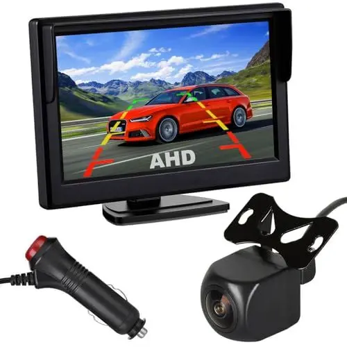 Produktbild: 5 Zoll IPS AHD Auto Monitor 1920 * 1080P HD Rückfahrkamera IP68 wasserdichte Nachtsicht Reverse Backup Kamera Kit für 12V-24V Auto SUV MPV