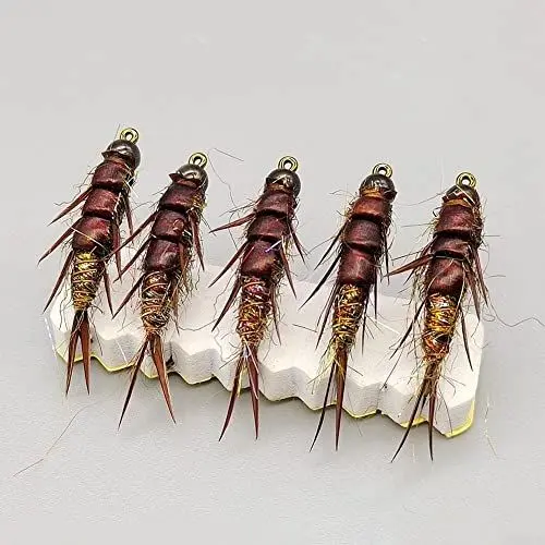 Produktbild: 5Pcs Fliegenfischhaken, Nymphe, Steinfliege, Köder, Fliegenköder für Forellen, Barsch, Äsche