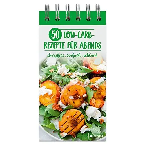 Produktbild: 50 Low-Carb-Rezepte für Abends: Stressfrei, einfach, schlank mit dem handlichen Rezeptblock zum Aufstellen