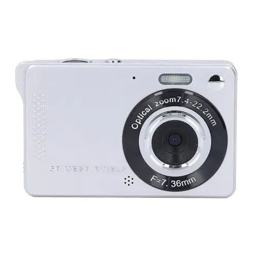 Produktbild: 50 MP Digitalkamera, 1080P HD CCD Digitalkamera mit 2,8 Zoll Display, AF Autofokus Objektiv, Automatische Verschönerung, Taschen Digitalkamera für Studenten, Teenager, Mädchen,