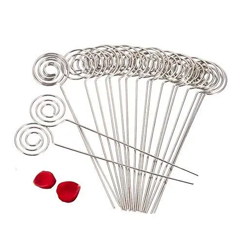 Produktbild: 50 Silber Runde Visitenkartenhalter Drähte Fotokarte Bild Memo Papier Hinweis Display Clip Halter