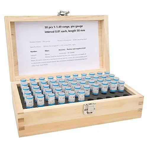Produktbild: 50 Stück 1 Bis 1,49 Mm Steckerstift-Messgerät-Set, 0,001 Mm Toleranz, Lagerstahl, Präzisionswerkzeug