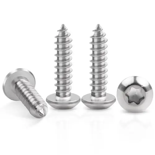 Produktbild: 50 Stück Blechschrauben M3 x 16 mm, Leryati Edelstahl Flachkopf mit Scheibe Torx Schrauben, A2 V2A Holzschrauben Linsenkopf Vollgewinde, Selbstschneidende Schrauben Rundkopfschrauben Silber