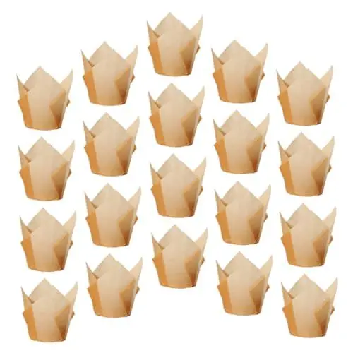 Produktbild: Hoement 50 Stück Tulpen-cupcake-förmchen Aus Papier Lebensmittelechte Muffinförmchen Zum Backen Passend Für Cupcakes Und Kleine Kuchen