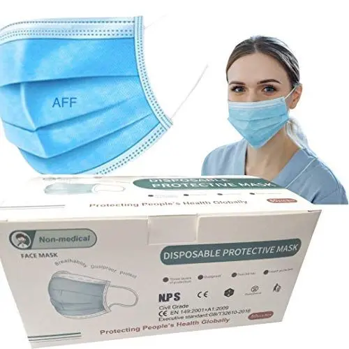Produktbild: 50 Stück Einweg-Gesichtsmaske 3 lagig Mund-Nasen-Schutz, Atemschutz Gesundheits-und Hygienische