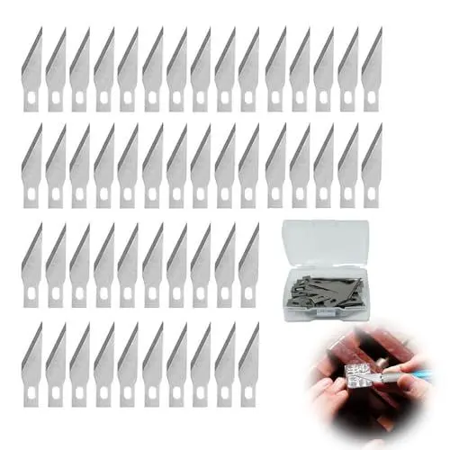 Produktbild: 50 Stück Ersatzklingen für Cutter, Präzision Craft Messer Ersatzklingen, Bastelmesser Cuttermesser Hobbymesser Schnitzmesser Caving, Skulptur, Fensterfolie, Lackschutzfolien,No. 11 (Silber)