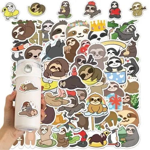 Produktbild: 50 Stück Faultier Aufkleber, Sloth Aufkleber Cartoon Tier Aufkleber Wasserdicht Vinyl Stickers für Auto Fahrrad Motorrad Skateboard DIY Scrapbooking Spielzeug Deko