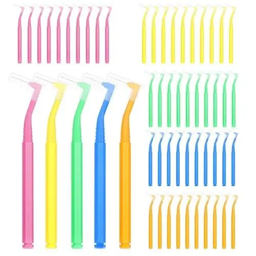 Produktbild: 50 Stück Interdentalbürsten Bunt, 5 Größen (0.66-1.55mm) Angle Zahnzwischenraumbürsten, Dentalbürsten für Zahnspangen Reinigen
