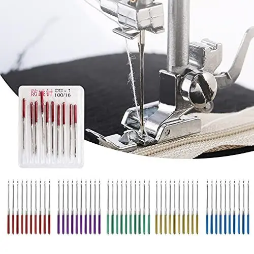 Produktbild: 50 Stück Nähmaschine Nadeln, Universal Maschine Nadel Farbe Schaft Anti Jumping Thread Point Legierung Nähnadel Ersatz