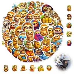 Produktbild: 50 Stück Niedliche Faultier Aufkleber für Kinder - Cartoon Tier Sticker Set Wasserdicht & Abziehbar - Vinyl Aufkleber für Scrapbooking, Laptop, Fahrrad, Skateboard Usw