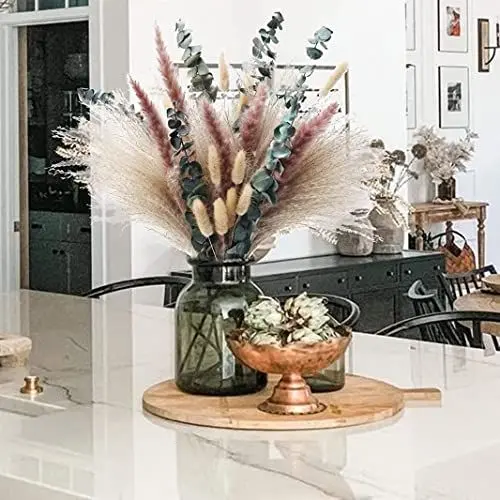 Produktbild: 50 Stück Pampasgras Getrocknet Natürliche Trockenblumen Deko DIY Trockene Blüten Strauß,Pampasgras-Bouquet Schilfblume Deko Ideal for Boho Wohnzimmer-Schlafzimmer-und Vasen