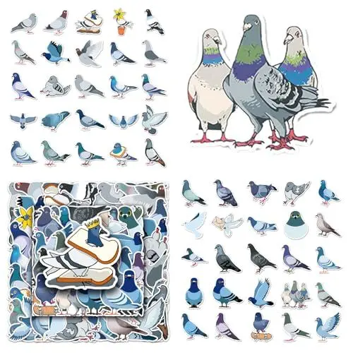 Produktbild: 50 Stück Pigeon Aufkleber, Tierische Taube Pack Pigeons Sticker Set, für Laptop Kinder Autos Motorrad Fahrrad Skateboard Gepäck Koffer Computer Aufkleber Graffiti Decal