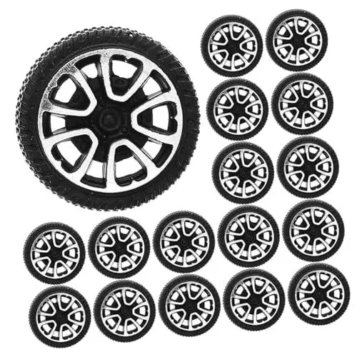 Produktbild: 50 Stück Radmodell 1/64 Rc-autoräder 1:64 Räder 1/64 Räder Für LKW Räder Für Spielzeugautos Räder- Und Reifenset Automobilräder Wellenrad-Spielzeug Mini-räder Black Plastik ibasenice