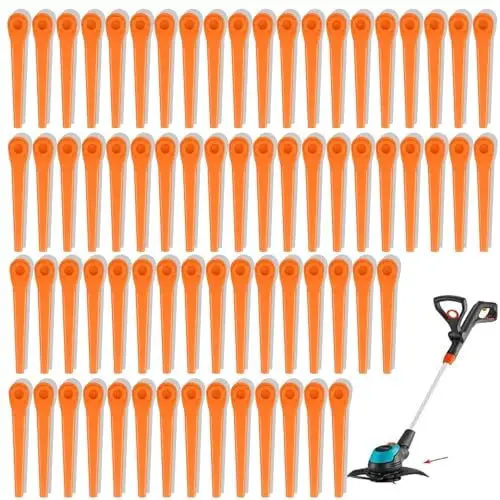 Produktbild: 50 Stück Rasentrimmer Messer Geeignet, Rasentrimmer Ersatzmesser, Kunststoff Rasentrimmer Klingen, Orange