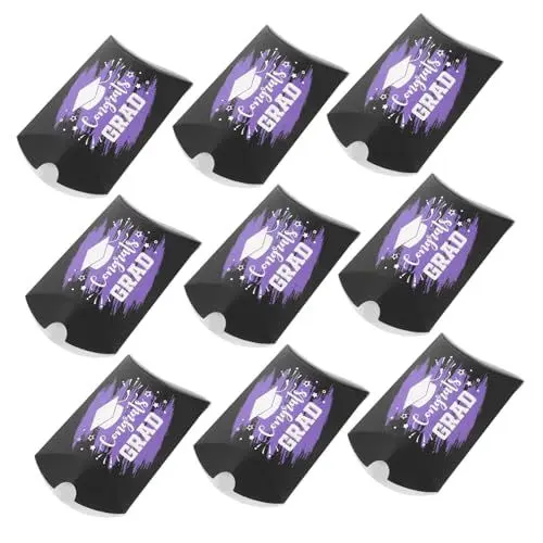 Produktbild: TOPBATHY 50 Stück Schachteln Bachelor Hut Candy Box Abschluss-leckerli-boxen Kissenschachteln Für Abschlussparty-box Süßigkeiten-verpackungsbox Violett Papier Süssigkeit Keksdose
