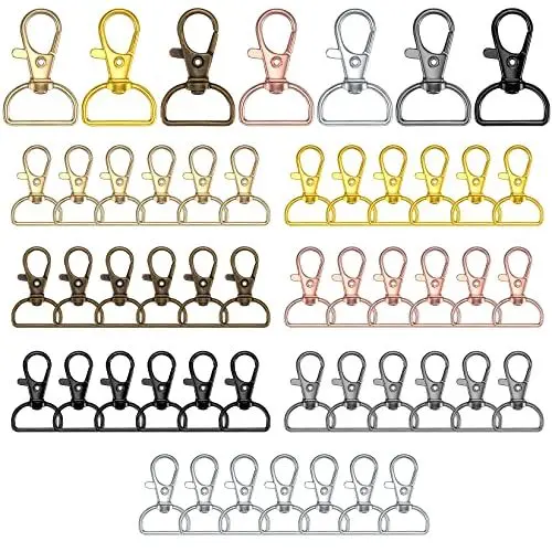 Produktbild: 50 Stück Schlüsselanhänger Karabiner, Drehkarabiner mit D-Ring, Drehverschlüsse Karabinerhaken Karabinerverschluss, Metall D Clip Haken Karabiner Verschluss Schlüsselringen DIY- Zubehör - 7 Farben