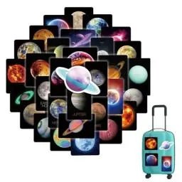 Produktbild: 50 Stück Sterne Und Planeten Aufkleber, Sonnensystem Sterne, Aufkleber Set, Sonnensystem Wandtattoo für Skateboard Gepäck, Kinderzimmer Dekorative, Handy Kinder, Dekoration Wohnzimmer