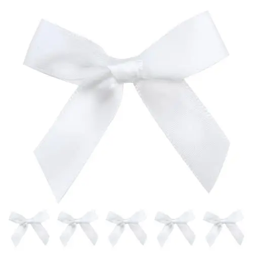 Produktbild: 50 Stück Weiß Satinbandschleifen, Autoschleifen Hochzeit, Klein Schleifen Hochzeit Auto, Autoschmuck Hochzeit,Hochzeitsschleifen für Auto für Brautstrauß, Torte, Geschenk, Handwerkliche Dekoration