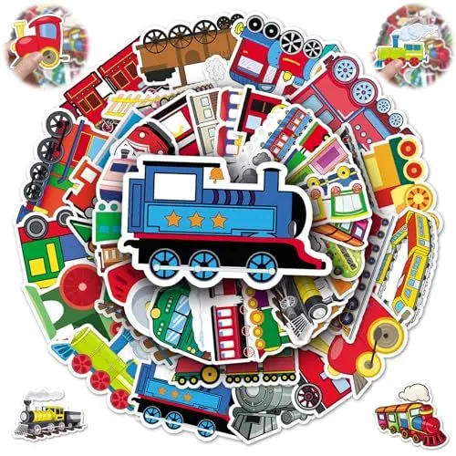 Produktbild: 50 Stück Zugaufkleber Pack, Züge Aufkleber für Laptop, für Kinder Teenager Züge PVC Aufkleber, für Auto Laptop Skateboard Fahrrad Moped Motorrad Motorräder Gepäck Computer Koffer