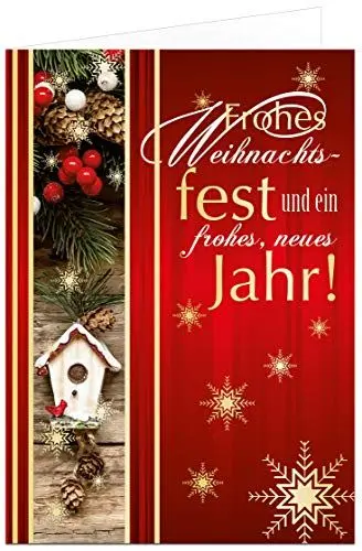 Produktbild: 50 Weihnachtskarten Klappkarten mit Goldprägung Inklusive Umschläge