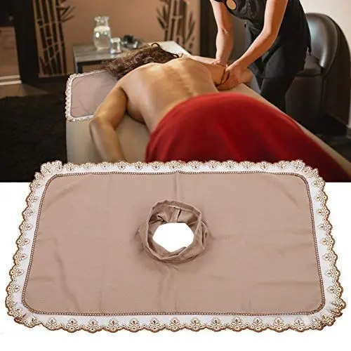Produktbild: 50 * 80 Massagetisch Kopf Deckblatt mit Loch Beauty Spa Bett Kopf Handtuch Massage Matratze Gesicht liegen(Leicht gebräunt)