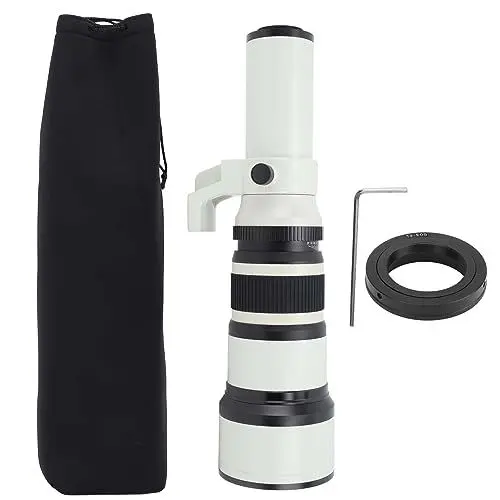 Produktbild: 500 Mm F6,3 Teleobjektiv mit Manueller Fokussierung, Festes Festbrennweitenobjektiv mit T2-Adapterring, für DSLR-EF-Objektiv, Gute Wahl für Vogel- und Wildtierfotografie (Weiß)