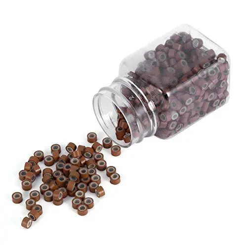 Produktbild: 500 Stück 5 Mm mit Silikon Ausgekleidete Verbindungsringe, Perlenschlaufen für die Echthaarverlängerung, Hält das Haar Fest, Bequem und Nicht Erkennbar,